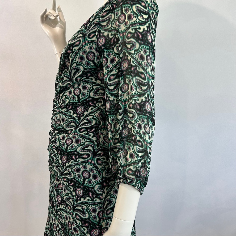 ba&sh Robe Fanny Ruched Front V Neck Viscose Mini Dress - Picture 9 of 16